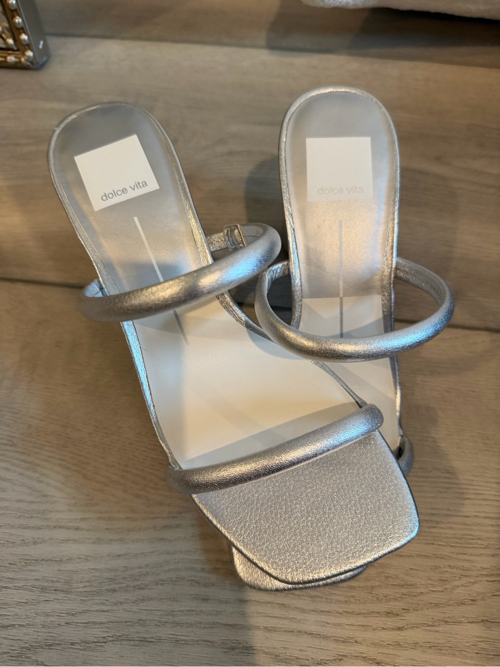 New without Tags — Dolce Vita Silver Strappy Slide Sandals
